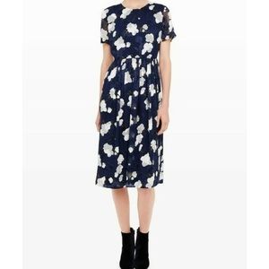 Club Monaco Lutecia silk blend midi dress navy floral size 00